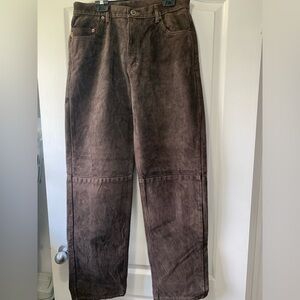Skotts Suede - Real Suede Size 34 Brown Pants.  Machine Washable. Made in Canada